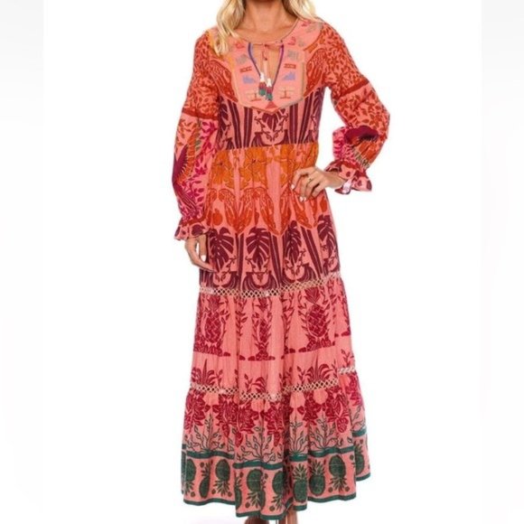 FARM RIO‎ Ainika Print Macaws Maxi Dress - Picture 1 of 3